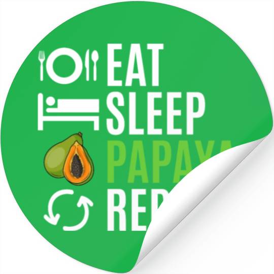 Eat Sleep Papaya Repeat Stickers