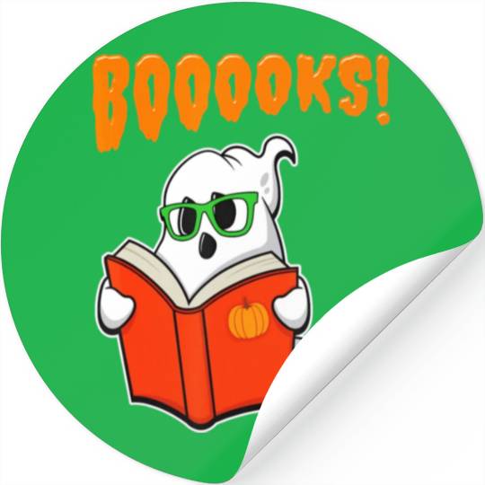 Funny Teacher Halloween Ghost Books Reading Stickers