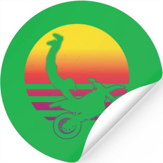 Motocross Jump Vaporwave Sunset Dirtbike Stunt Stickers