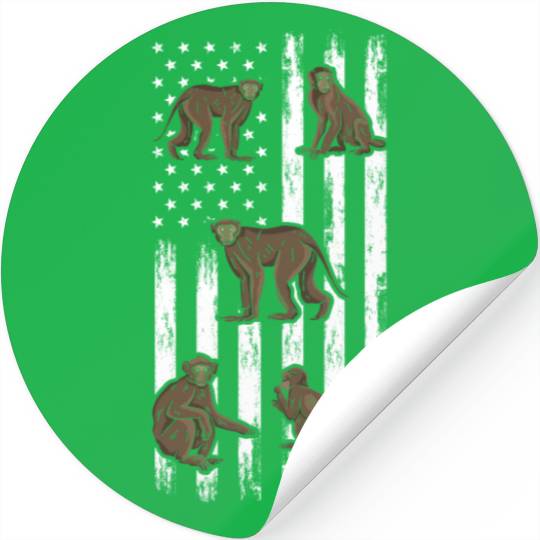Monkey American Flag Monkeys - Orangutan Monkeys Stickers