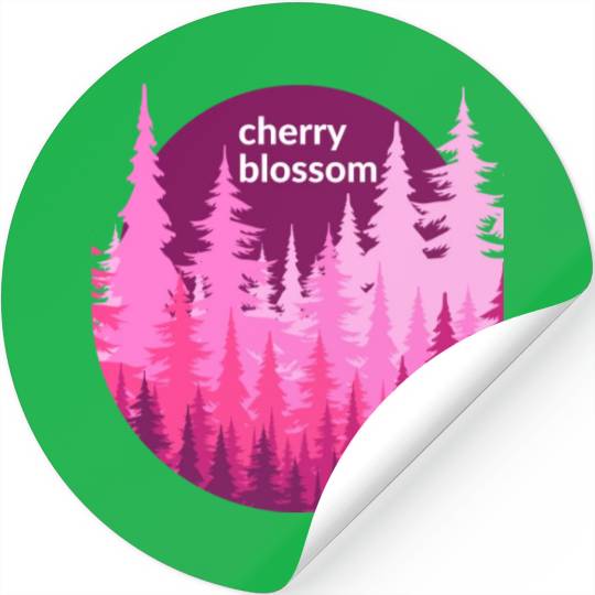 Cherry Blossom Forest Sun Stickers