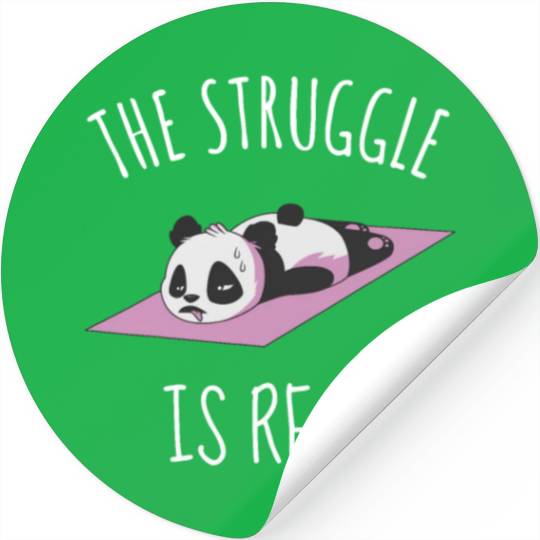 Funny Panda Women Yoga Gym Exercise The Struggle i Stickers