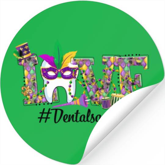 LOVE Mardi Gras Funny Tooth Wear Mask Dental Funny Stickers
