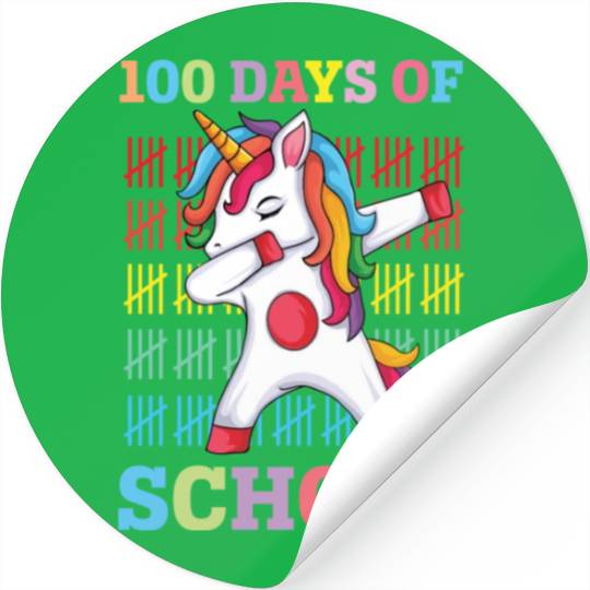 Dabbing Unicorn 100 Days of School,For Girls dabb Stickers