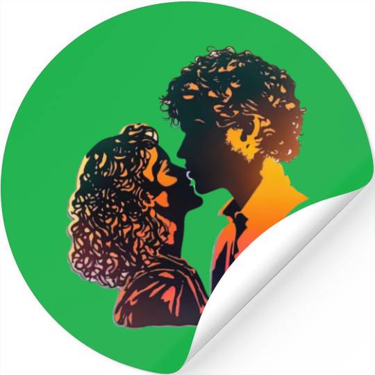 Sweet Couple's Loving Embrace, Valentine's Gift, Stickers