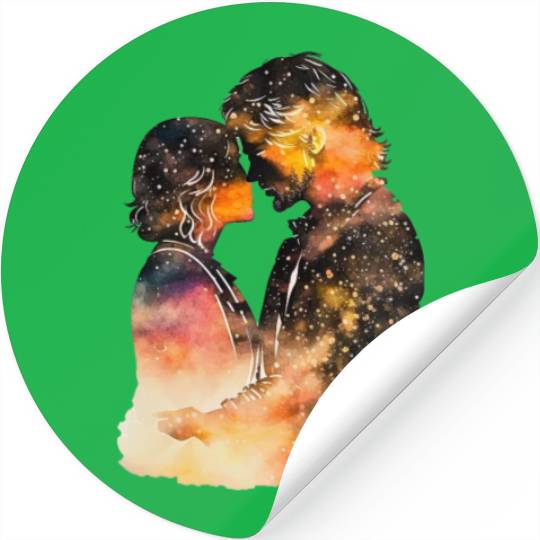 Sweet Couple's Loving Embrace, Valentine's Gift, Stickers