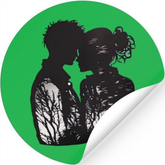 Sweet Couple's Firm Embrace, Valentine's Gift, Stickers