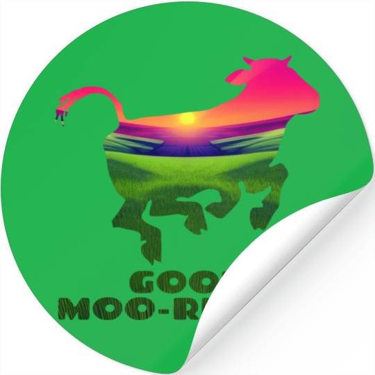 Good Moo-rning! Pop Art Sunrise Leaping Calf Stickers