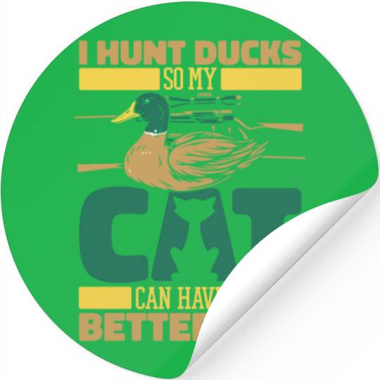 Duck Hunting Cat Stickers