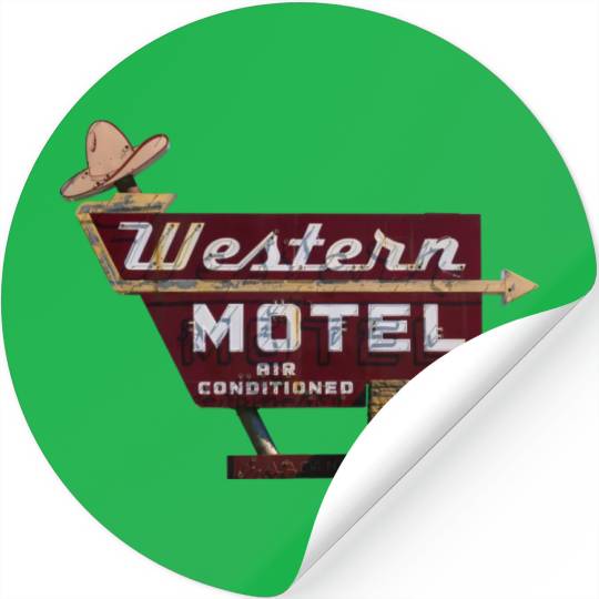 Route 66 Neon Western Motel Bethany Oklahoma Stickers