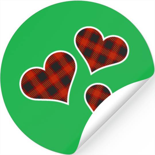 Buffalo Plaid Hearts Stickers