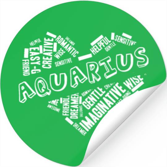 Aquarius Heart Word Cloud Doodle Astrology Zodiac Stickers