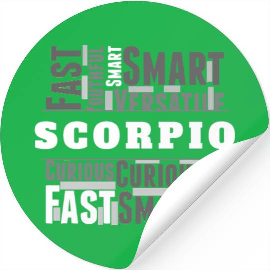 Scorpio Zodiac Star Sign Word Cloud Square Monochr Stickers