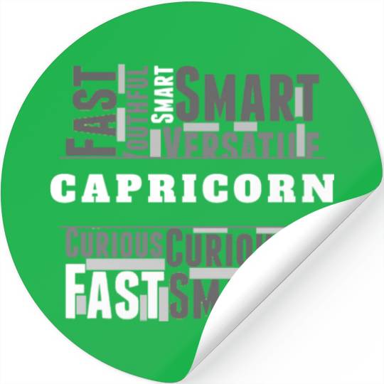 Capricorn Zodiac Star Sign Word Cloud Square Monoc Stickers