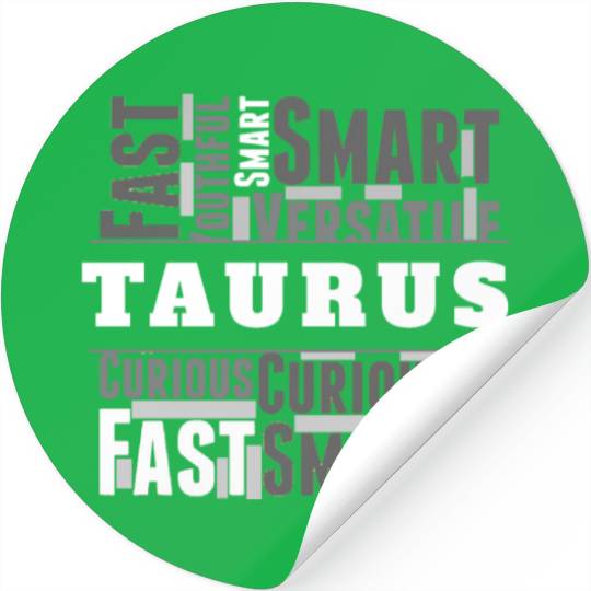 Taurus Zodiac Star Sign Word Cloud Square Monochro Stickers