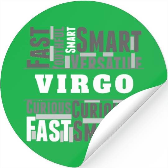 Virgo Zodiac Star Sign Word Cloud Square Monochrom Stickers