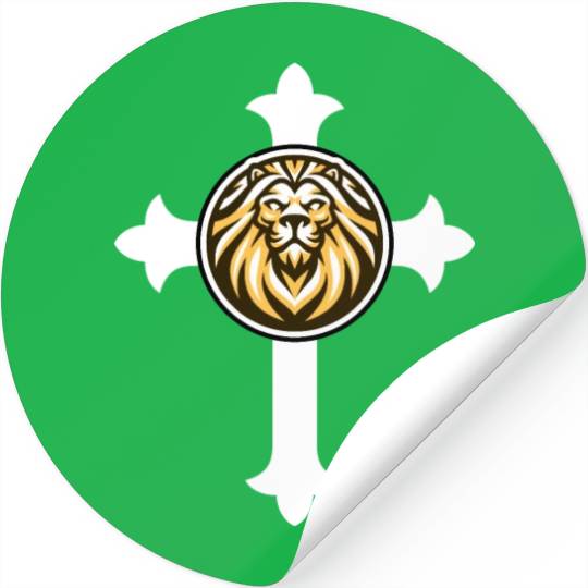 Lion Of Judah on the Cross Christian Logo Stickers