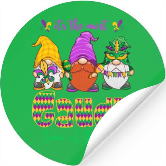 Gaudy Time 0f The Year Gnomes Fleur de lis Stickers