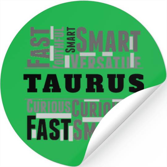 Taurus Zodiac Star Sign Word Cloud Square Monochro Stickers