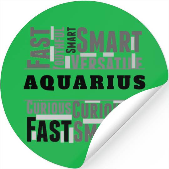 Aquarius Zodiac Star Sign Word Cloud Square Monoch Stickers