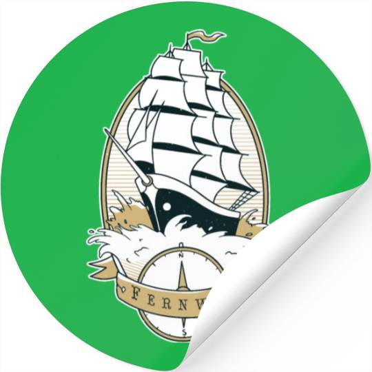 Old school ship waves sea sailing Old school ship Stickers