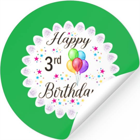 3rd Happy Birthday with Balloon Stickers