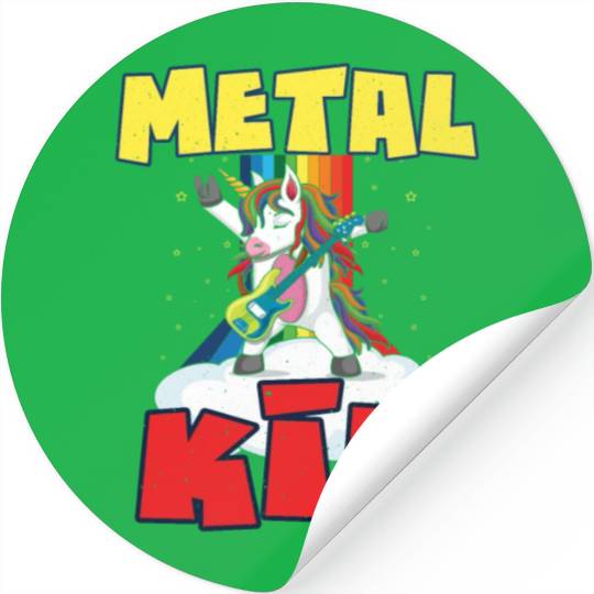 Rock Sign Guitar Unicorn Rainbow Metal Kid Music Stickers