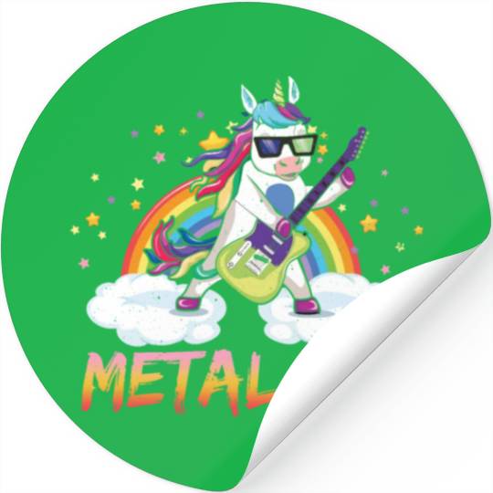 Metal Kid Music Guitar Unicorn Rainbow Heavy Rock Stickers