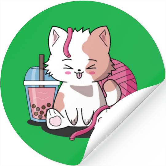 Chibi Boba Tea Cat Stickers