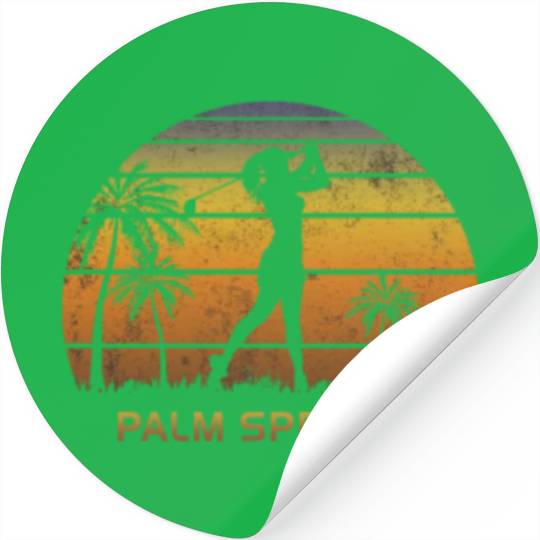 Retro Palm Springs Women's Golf Golfing Fan Stickers