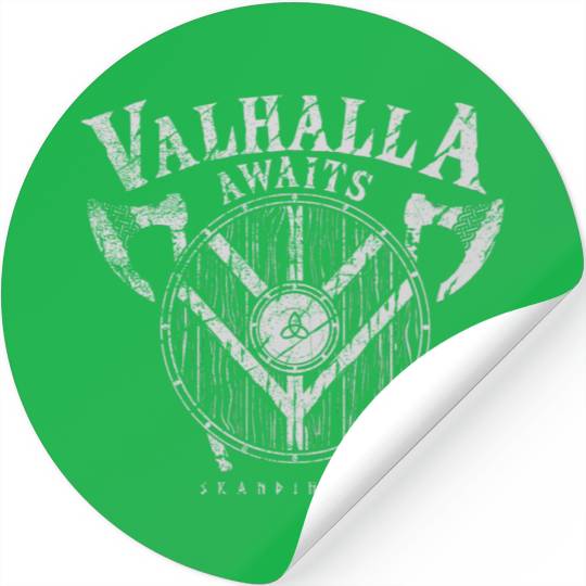 Valhalla Awaits Viking Shield Stickers