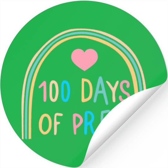 School Stickers, 100 Days Of Pre-K Rainbow Heart Stickers