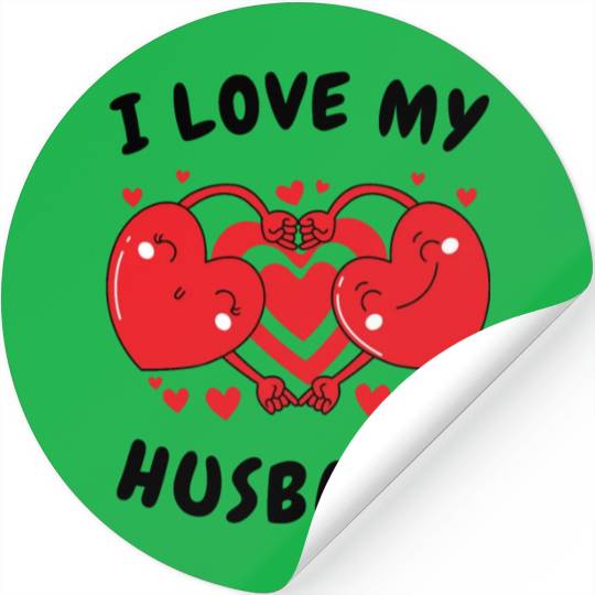 I Love My Husband Red Heart Valentines Matching Stickers