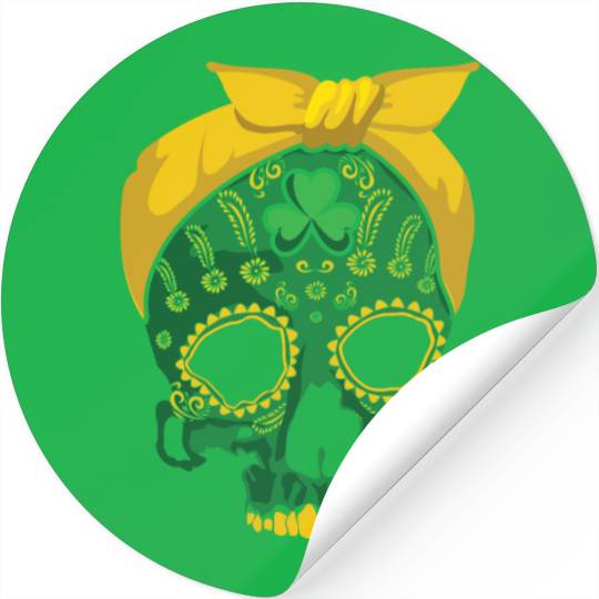 Floral Sugar Bone Shamrock Saint Patrick Day Stickers