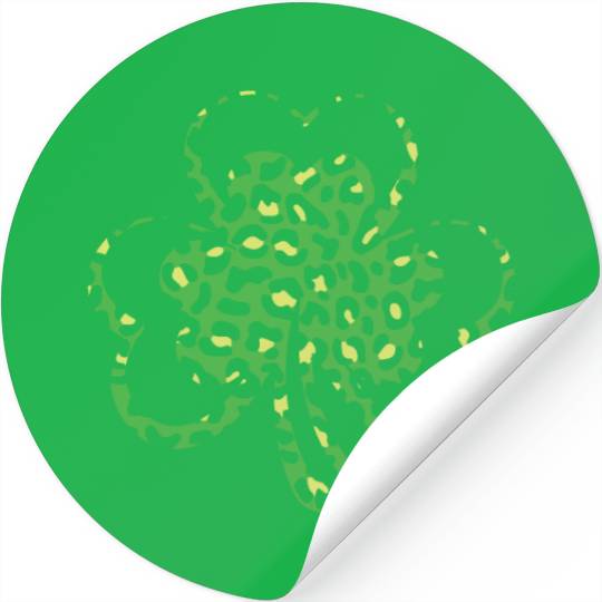 Pattern Leopard Shamrock Saint Patrick Day Stickers