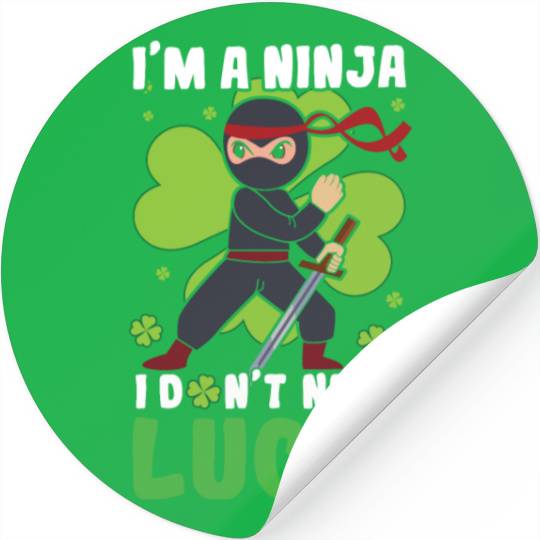 Kid Ninja Luck Japan Clover Saint Patrick Day Stickers