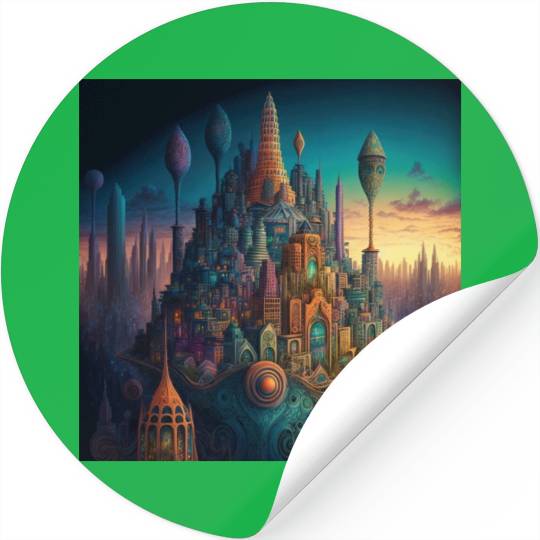 Psychedelic City 3 Stickers