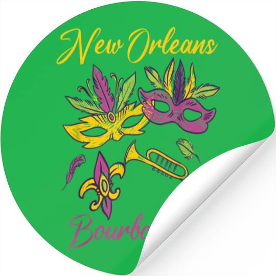 French New Orleans Mardi Gras Souvenir Bourbon Str Stickers