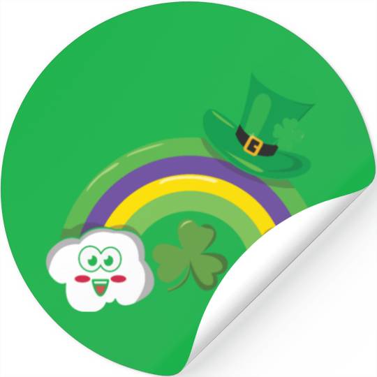 Kawaii Clouds Rainbow Happy Saint Patrick Day Stickers