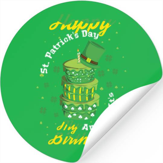 Yes My Birth Cake Shamrock Clover Saint Patricks Stickers