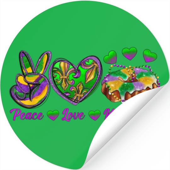 Peace Love King Cake Funny Mardi Gras Festival Par Stickers