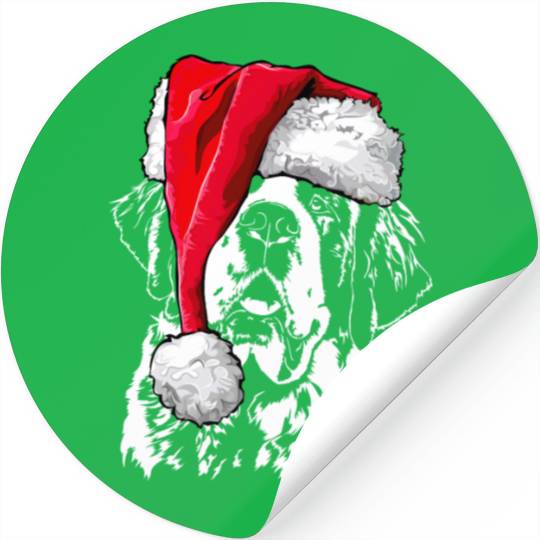 Santa Saint Bernard Dog Christmas Wilsigns Stickers