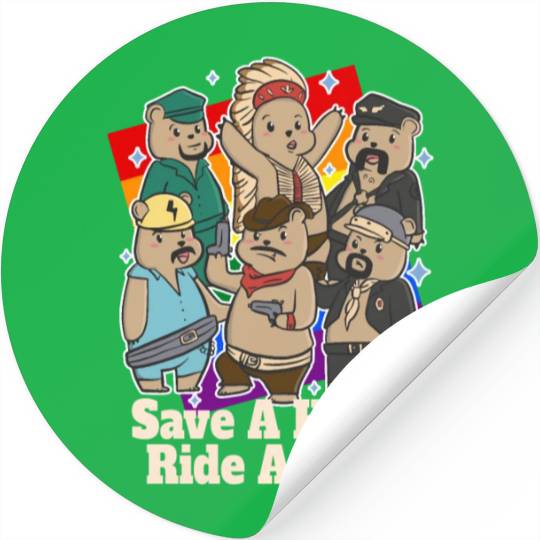Gay Bears Save Horse Ride A Bear Funny LGBT Pride Stickers
