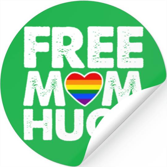 Free Mom Hugs, LGBT Rainbow Heart Stickers
