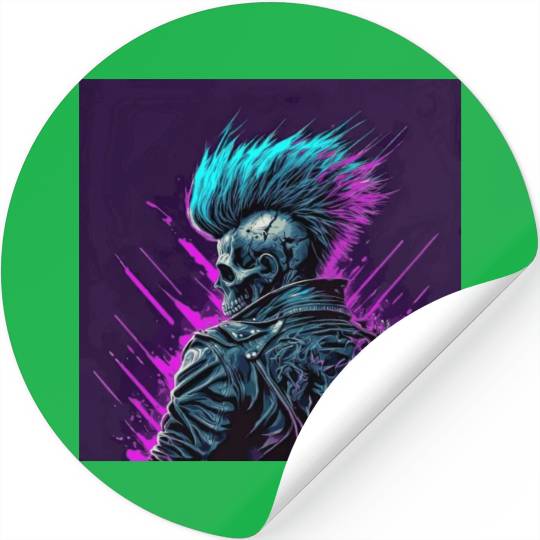 Synthwave Zombie Skull Stickers