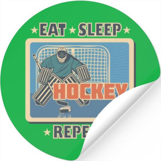 Eat Sleep Hockey Repeat funny retro vintage Stickers
