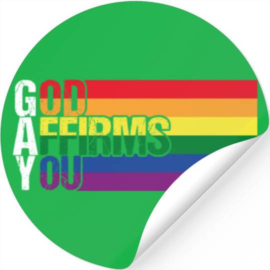Gay God Affirms You Pride Month Rainbow LGBT Flag Stickers