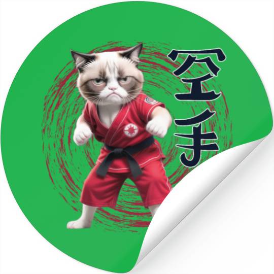 Karate Cat, Karatedo Japanese Kanji Stickers