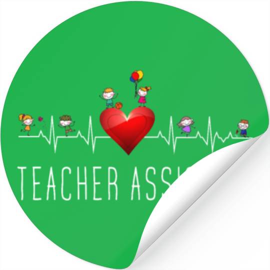 Teacher Assistant Heartbeat Kindergarten Stickers