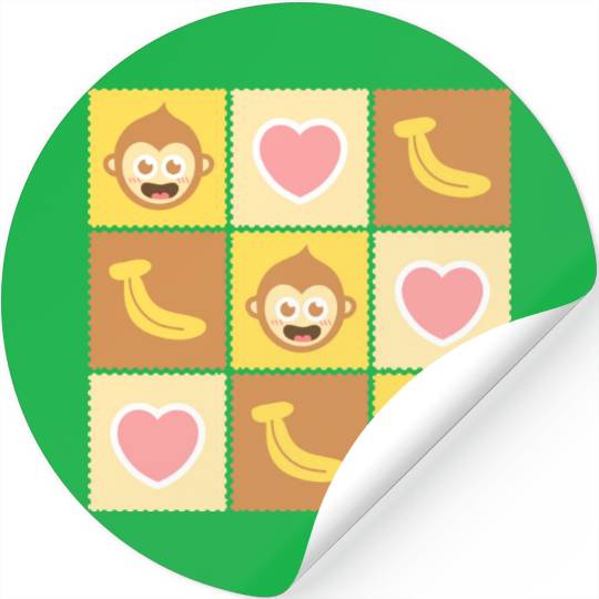 Cute Monkey and Banana Pattern Stickers